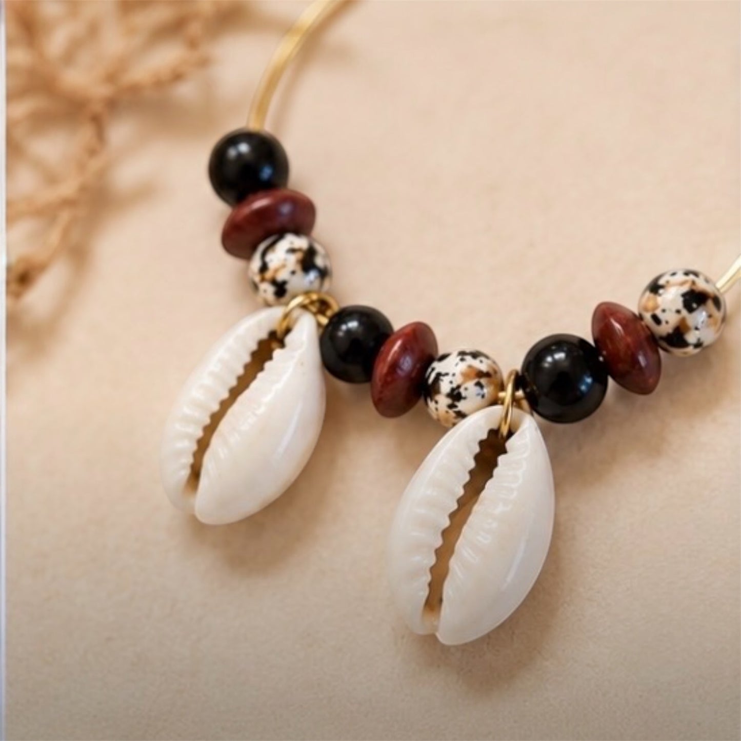 Afrocentric Cowrie Spirit Hoop Earrings