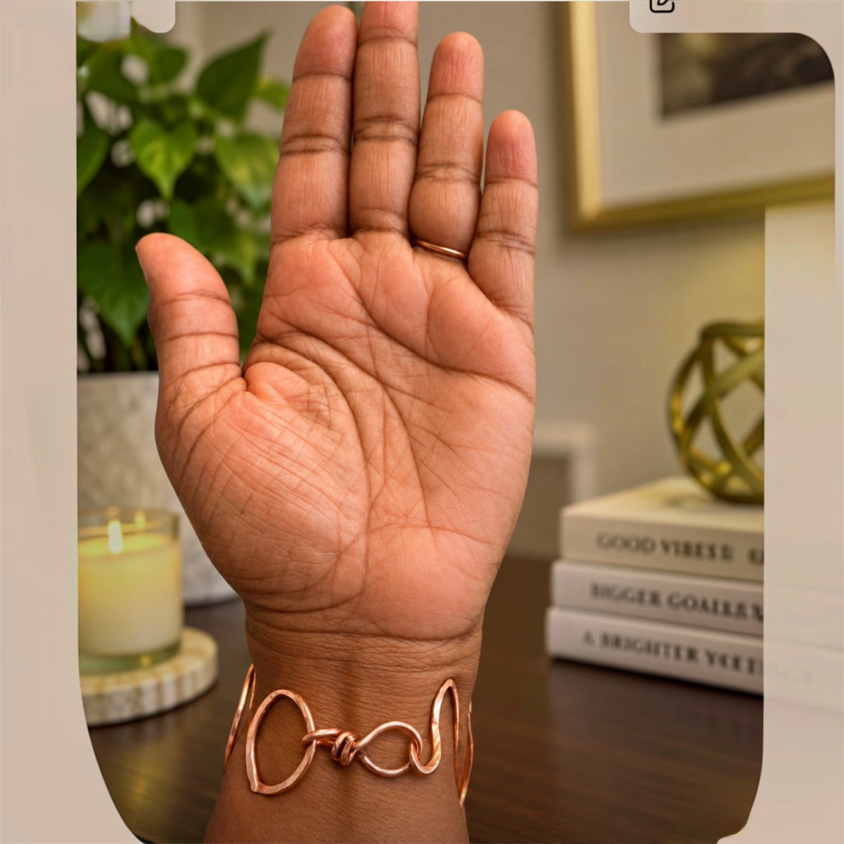 Infinite Flow Handmade Copper Bracelet & Adjustable Ring Set