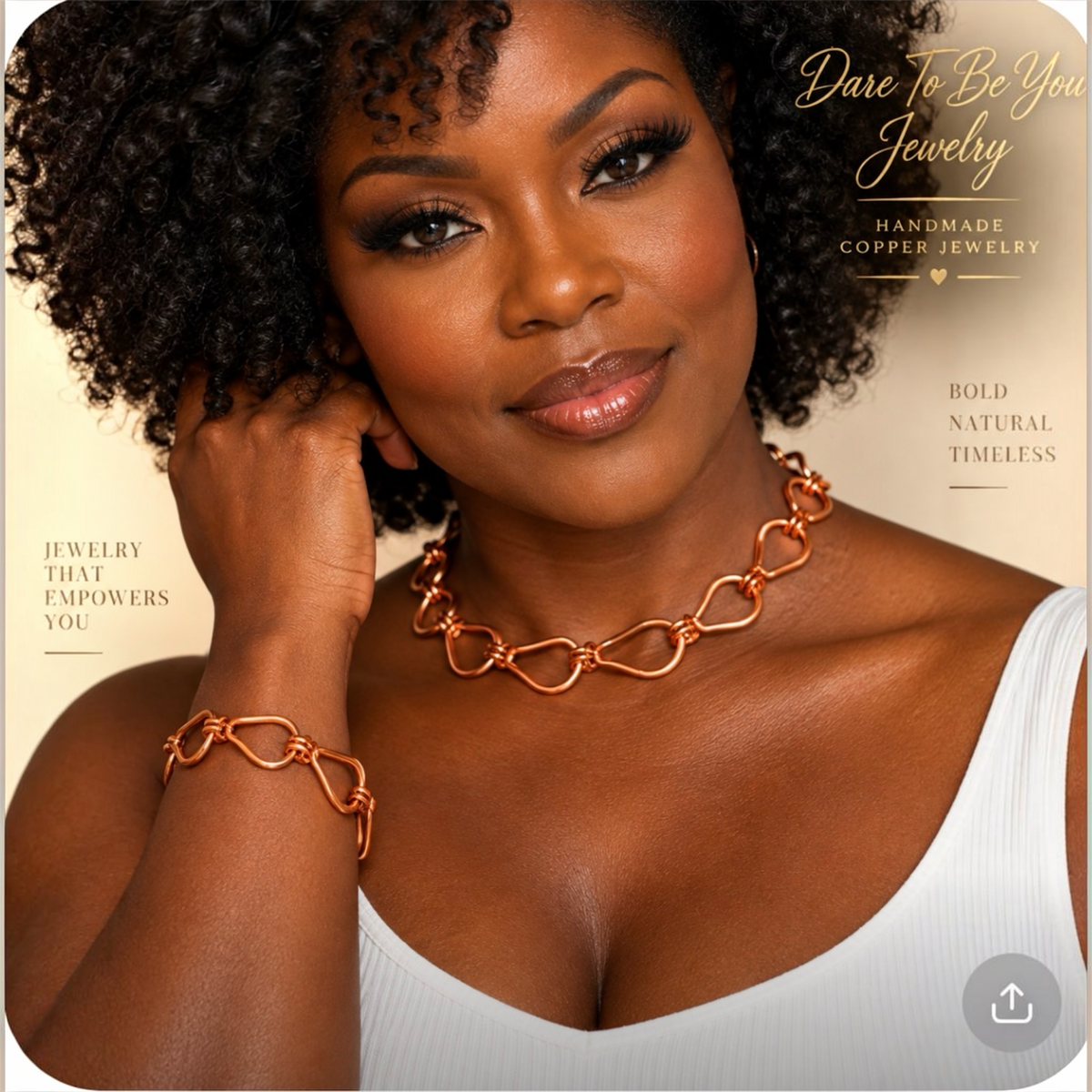 Ember Drop Handmade Copper Link Necklace & Bracelet Set