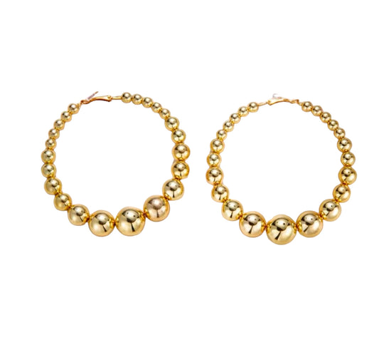 Big Hoop Handmade Beaded Gold Earrings