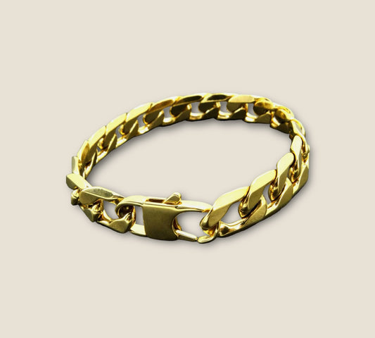 18k Gold Plated Stainless Steel 12mm Cuban Link Bracelet