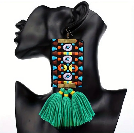 Bold Beautiful Vibrant Color Tassel Earrings