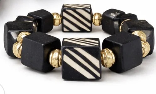 Black Royalty Bead Statement Necklace, Earring & Bracelet Set