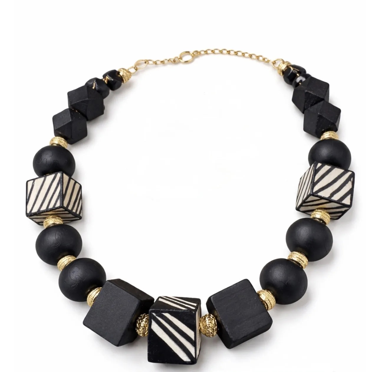 Black Royalty Bead Statement Necklace, Earring & Bracelet Set