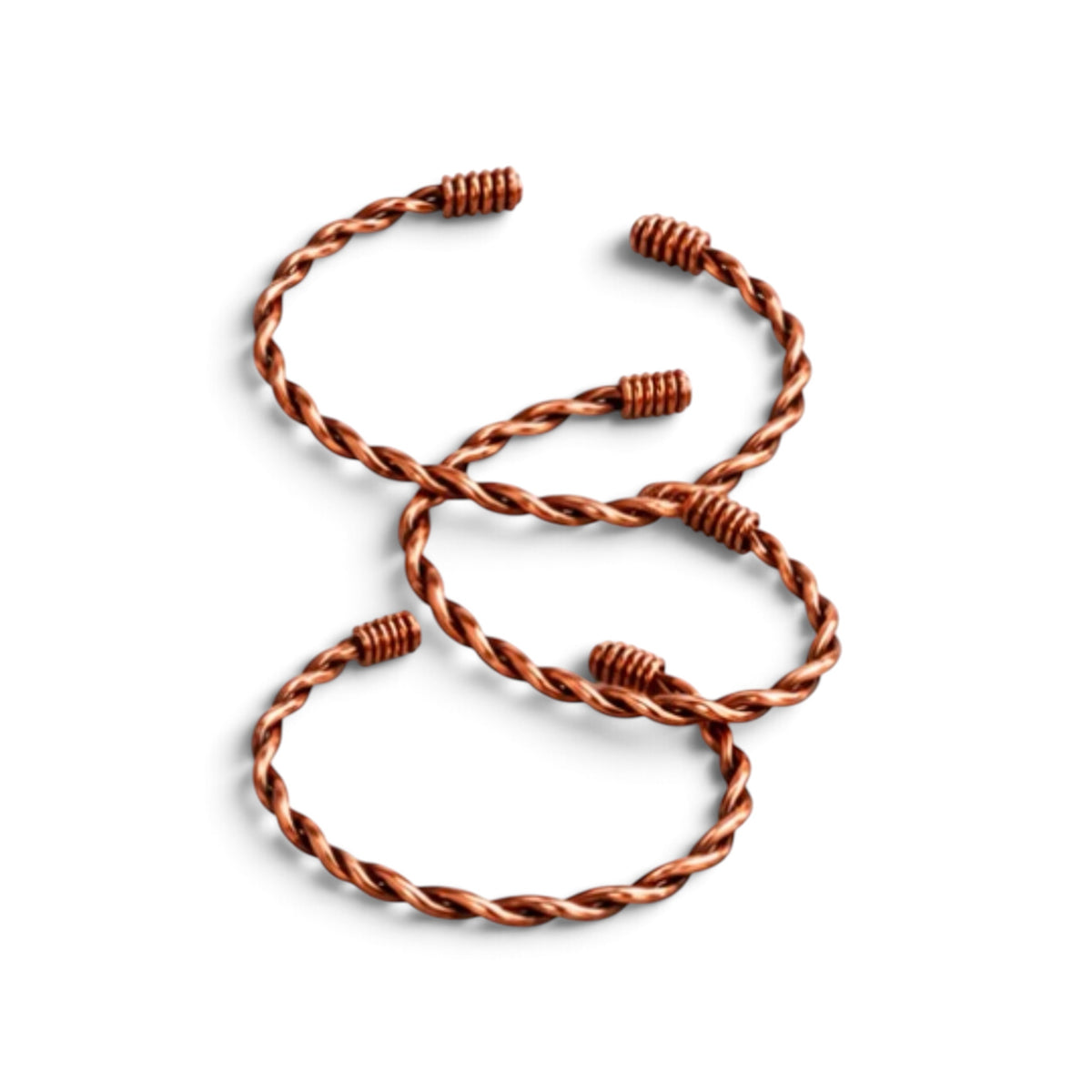 Set of three handmade pure copper adjustable twisted cuff bracelets by Dare To Be You Jewelry